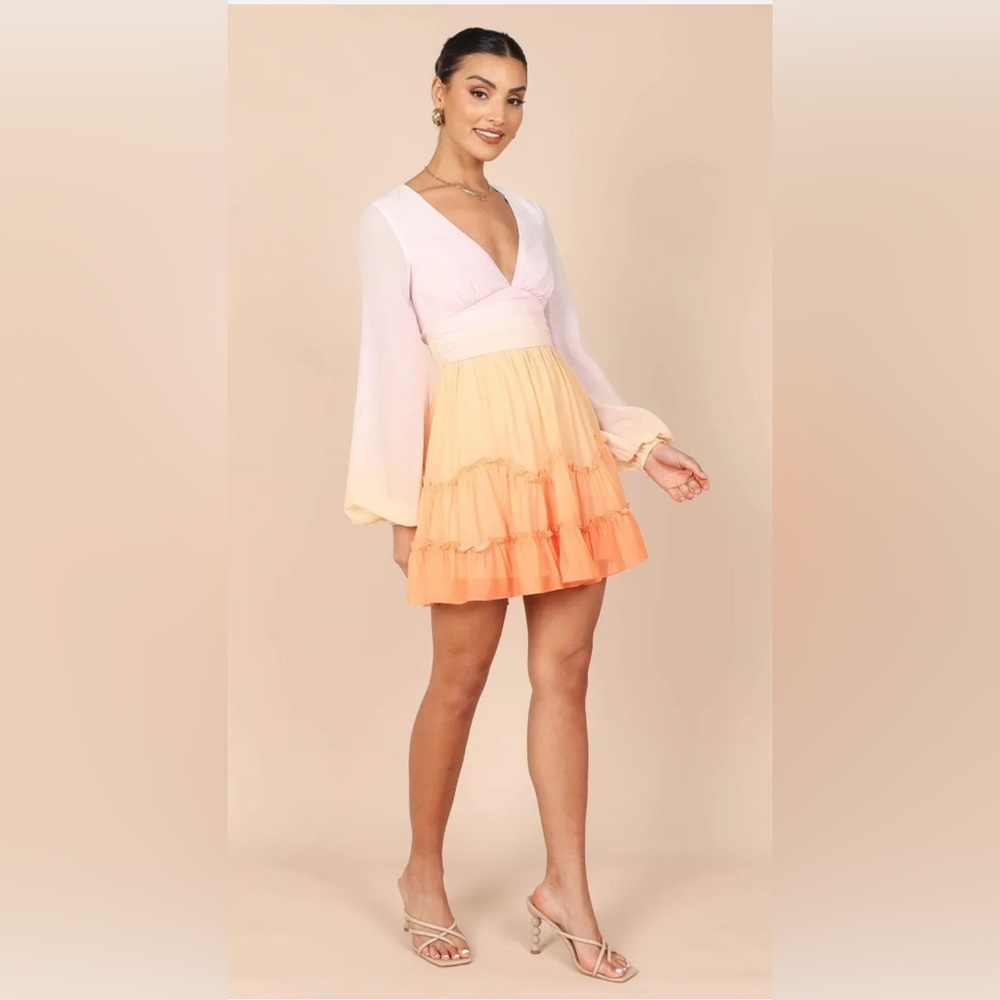 Petal & Pup Ombre Mini Dress - Cream and Orange